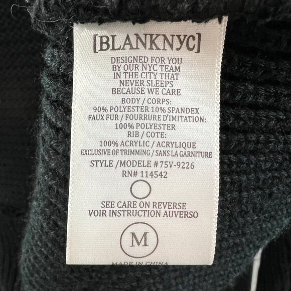 BlankNYC Black Knit Shawl Collar Faux Suede Asymmetric Swewater Jacket M Medium - Picture 9 of 9